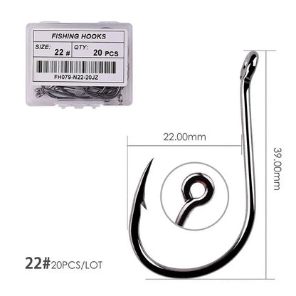 50Pcs / 20Pcs / Box Circle Carp Eyed Fishing Hook Size 2-22# Ring Eye Japan Fishhooks Fishing Hooks Single Jig Fish Hook Tackle