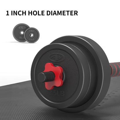 40LB 5 in 1 Adjustable Dumbbell Set , Fitness Exercises for Home Gym, Black, 1-Inch Holes Fit Standard Sized Bar