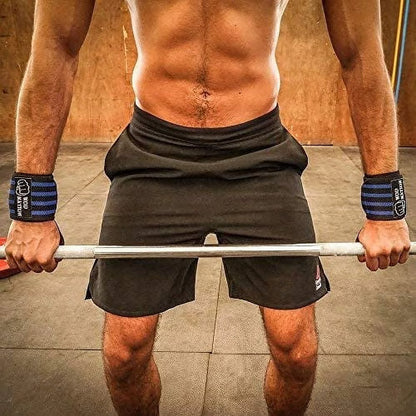 18-Inch Weightlifting Wrist Wraps for Men and Women, Set of 2 in Black and Dark Blue, Supportive Wrist Straps for Strength Training and Bodybuilding