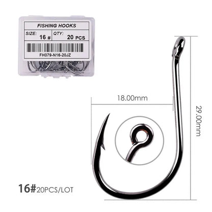 50Pcs / 20Pcs / Box Circle Carp Eyed Fishing Hook Size 2-22# Ring Eye Japan Fishhooks Fishing Hooks Single Jig Fish Hook Tackle