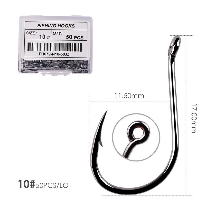 50Pcs / 20Pcs / Box Circle Carp Eyed Fishing Hook Size 2-22# Ring Eye Japan Fishhooks Fishing Hooks Single Jig Fish Hook Tackle