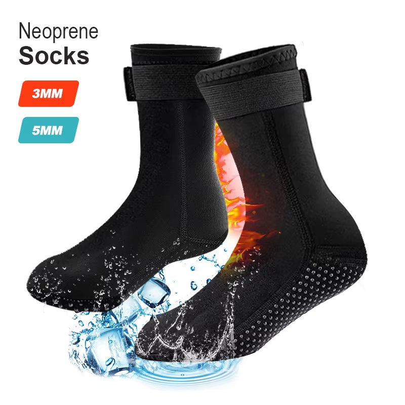 5Mm Diving Socks 3Mm Neoprene Wetsuit Water Socks Surf Beach Booties Anti-Slip Swimming Fin Sand Proof Ice Bath Warm Socks