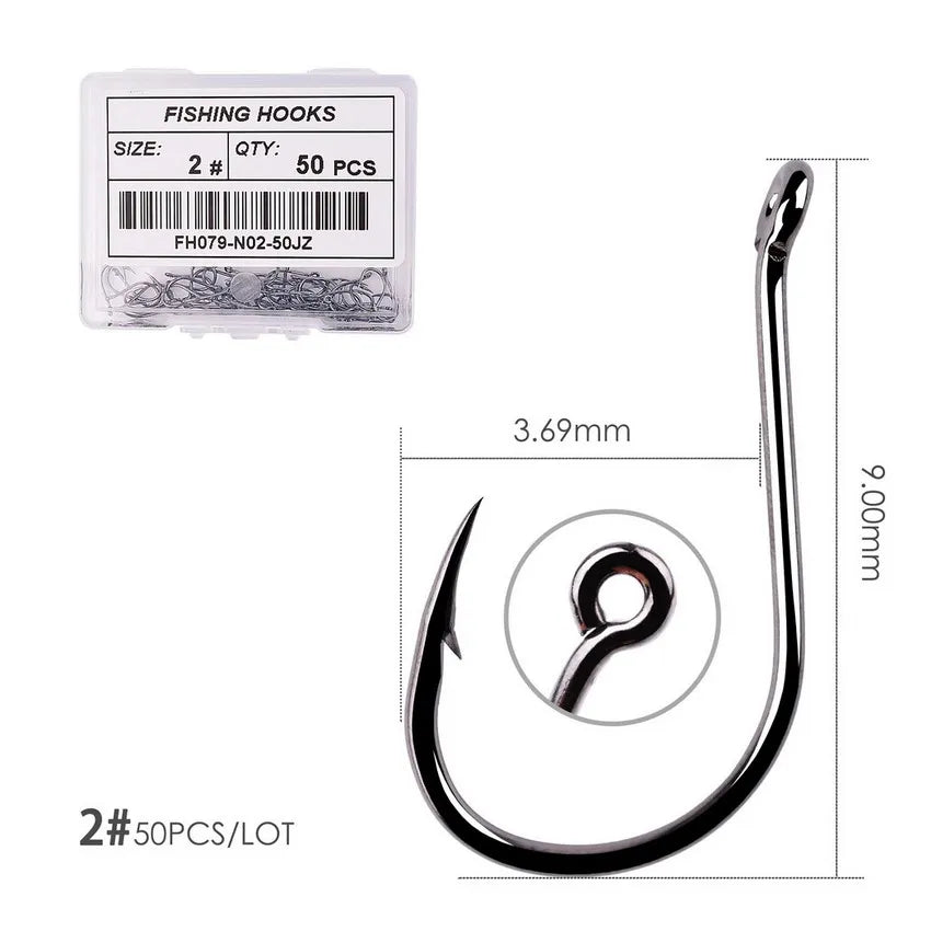 50Pcs / 20Pcs / Box Circle Carp Eyed Fishing Hook Size 2-22# Ring Eye Japan Fishhooks Fishing Hooks Single Jig Fish Hook Tackle