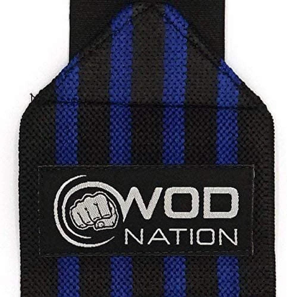 18-Inch Weightlifting Wrist Wraps for Men and Women, Set of 2 in Black and Dark Blue, Supportive Wrist Straps for Strength Training and Bodybuilding